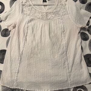 Lane Bryant White Ribbed Embellished Blouse